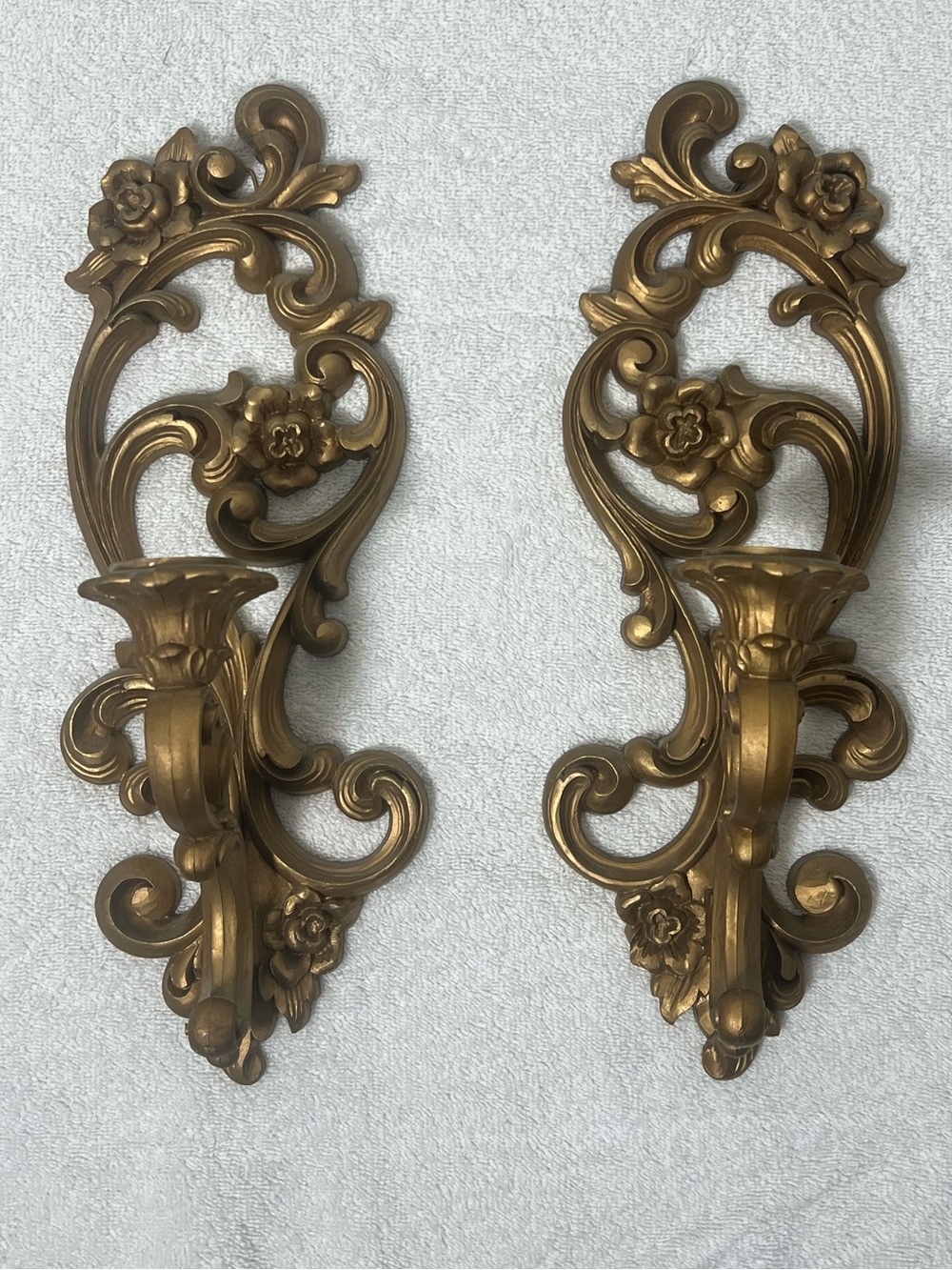 HOMCO #4118 Circa 70's Sconces Wall Mount Candle Holders Set